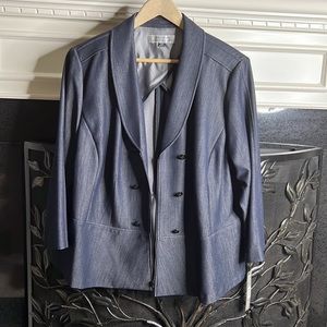 Tahari Peplum Blue blazer/jacket w/ zipper closure plus size 20w